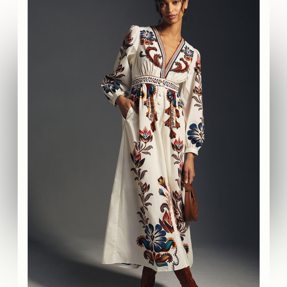 Farm for Anthropologie maxi button up dress